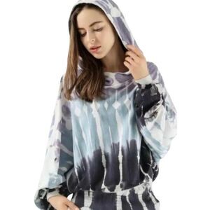 Young Fabulous & Broke Blue and Black Tie Dye Oversized Hoodie Size S/M